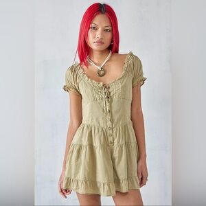 BDG Lily Khaki Prairie Playsuit